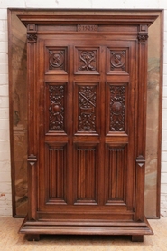 Single door walnut renaissance armoire