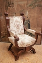 Renaissance style Arm chair in Walnut, France 19th century