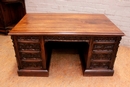 Gothic style Desk and arm chair in Walnut, France 19th century