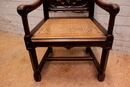 Gothic style Desk and arm chair in Walnut, France 19th century