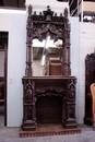 Gothic style Fire mantle in Oak, France 19th century