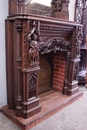 Gothic style Fire mantle in Oak, France 19th century