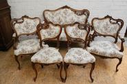 Walnut  5pc Louis XV sofa set