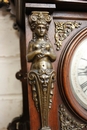 Renaissance style Clock in walnut and bronze, France 19th century