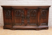 Walnut gothic 4 door sideboard signed by GOUFFE PARIS