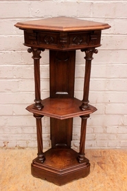 Walnut gothic corner pedestal