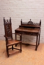 Gothic style Desk and arm chair in Walnut, France 19th century