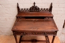 Gothic style Desk and arm chair in Walnut, France 19th century