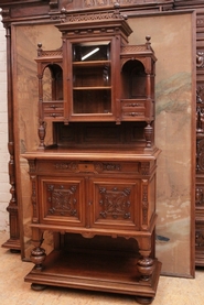 Walnut Henri II display cabinet