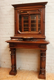 Walnut Henri II fire mantle