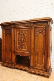 Walnut renaissance 3 door bookcase