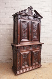 Walnut renaissance cabinet with marble inlay