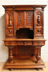 walnut renaissance figural credenza