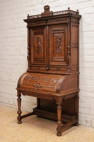 Walnut renaissance roll top desk